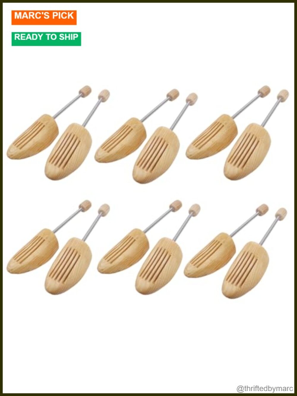 Pine Wood Shoe Tree Stretcher Spring Coil Adjustable Large 6 Pairs